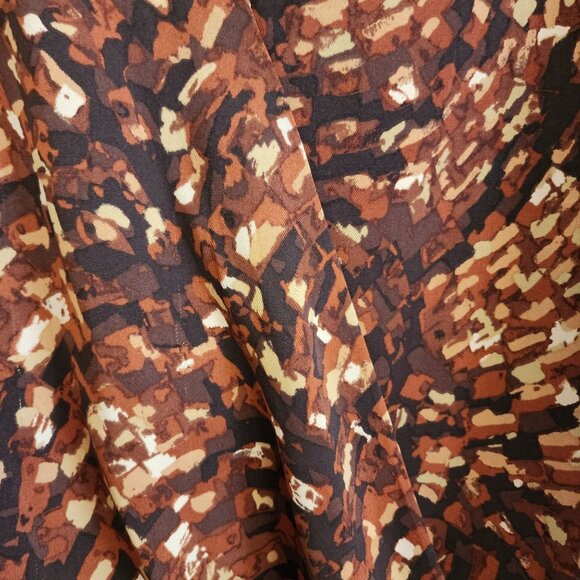 Abstract Patterned Long-Sleeve Blouse With Earth Tones By Prologue XXL - Picture 6 of 7